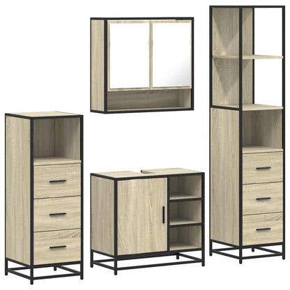 Set Mobili da Bagno 4 pz Rovere Sonoma in Legno Multistrato | homemem39