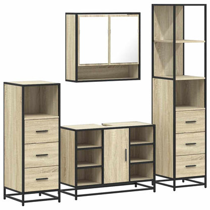 Set Mobili da Bagno 4 pz Rovere Sonoma in Legno Multistrato | homemem39