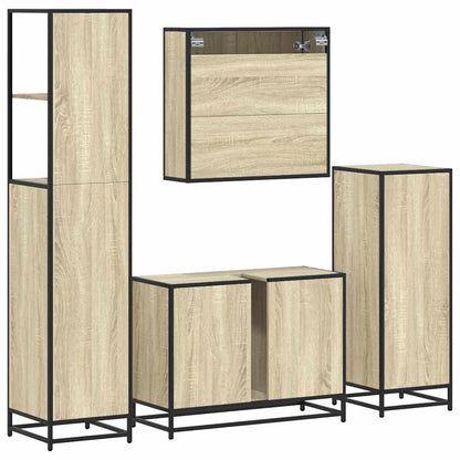 Set Mobili da Bagno 4 pz Rovere Sonoma in Legno Multistrato | homemem39