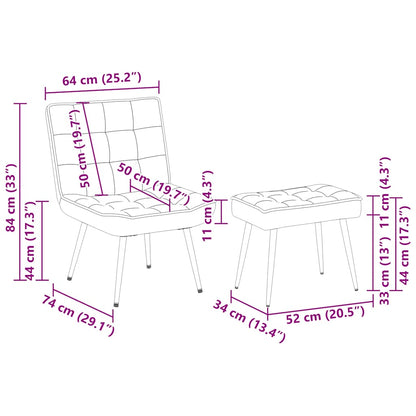 Poltrona Relax con Poggiapiedi Grigio Chiaro in Velluto