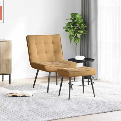 Poltrona Relax con Poggiapiedi Marrone in Velluto - homemem39