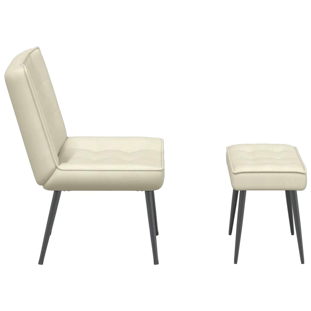 Poltrona Relax con Poggiapiedi Crema in Velluto - homemem39