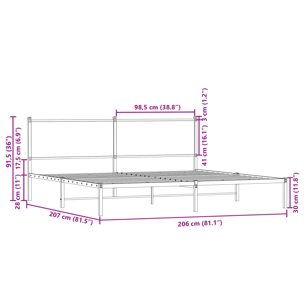 Giroletto senza Materaso in Metallo Rovere Fumo 200x200 cm | homemem39