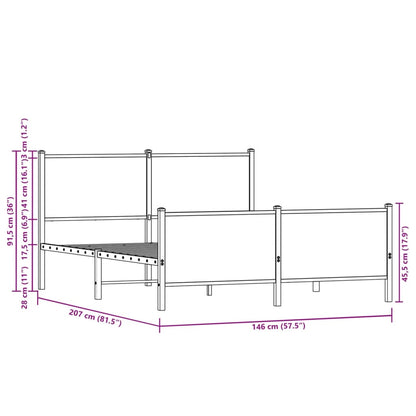 Giroletto senza Materaso in Metallo Rovere Sonoma 140x200 cm | homemem39
