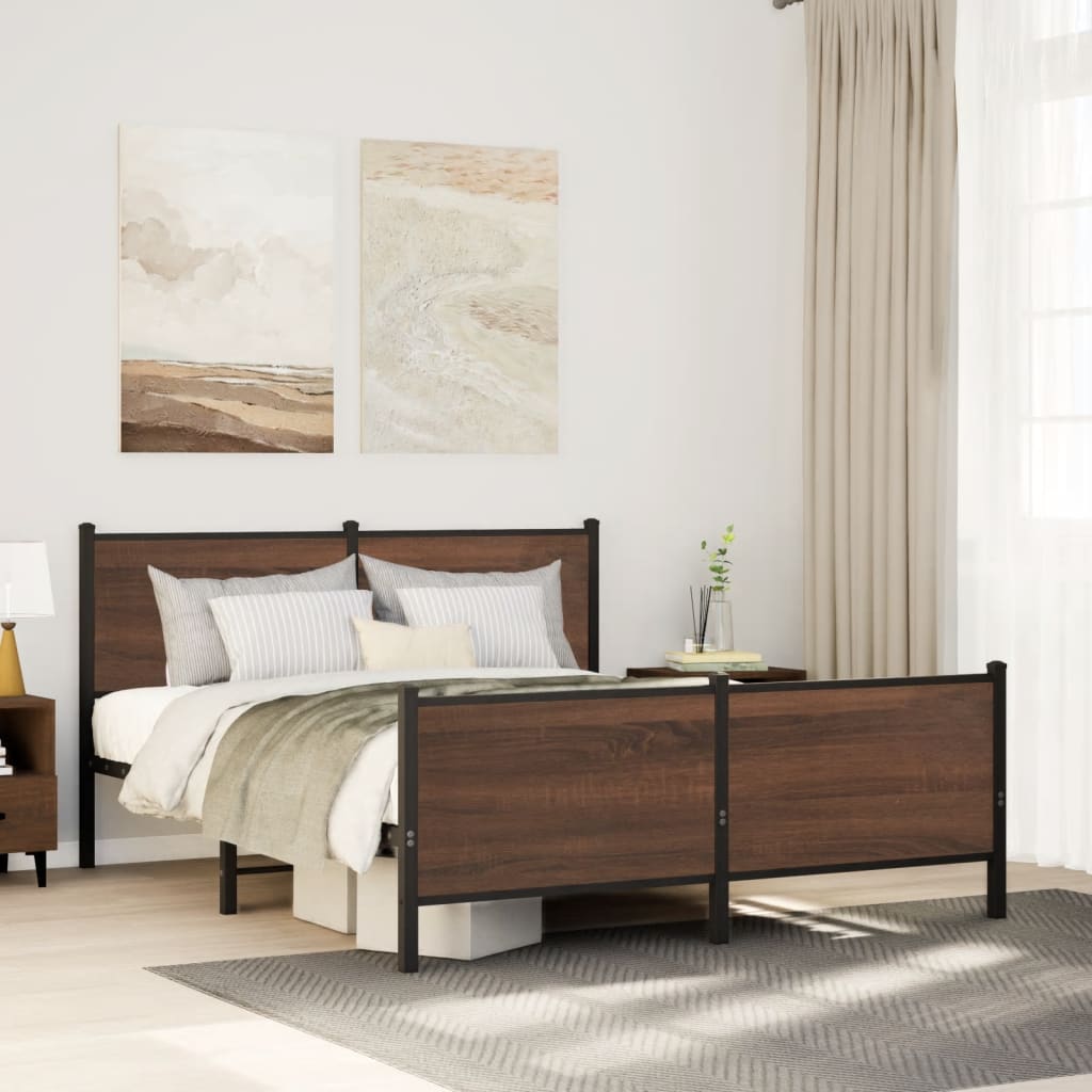Giroletto senza Materasso in Metallo Rovere Marrone 140x190 cm