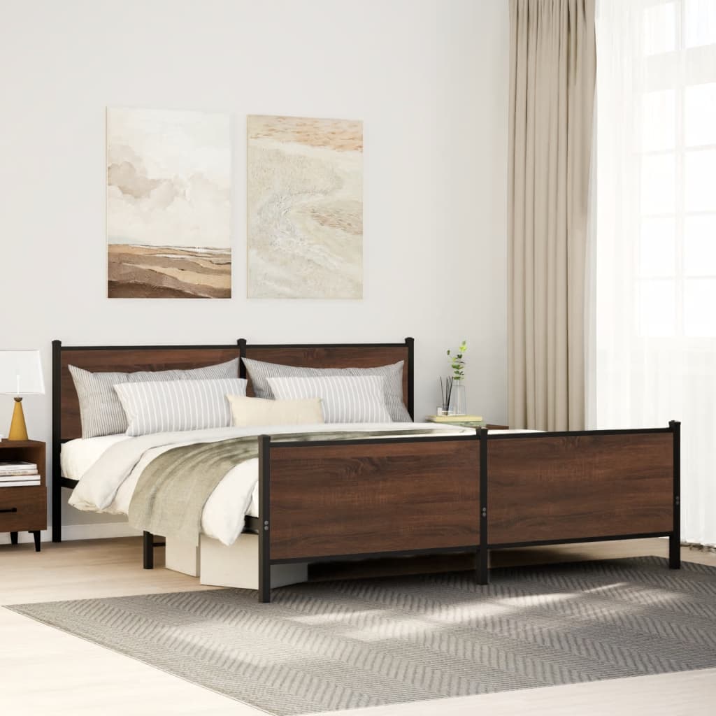 Giroletto senza Materaso in Metallo Rovere Marrone 180x200 cm