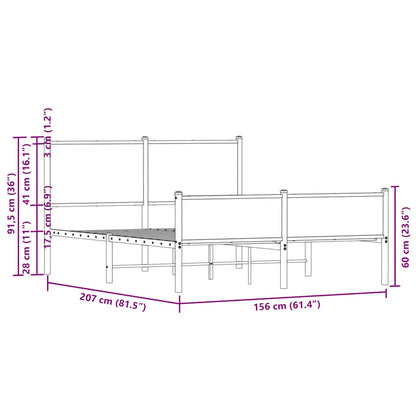 Giroletto senza Materaso in Metallo Rovere Fumo 150x200 cm - homemem39
