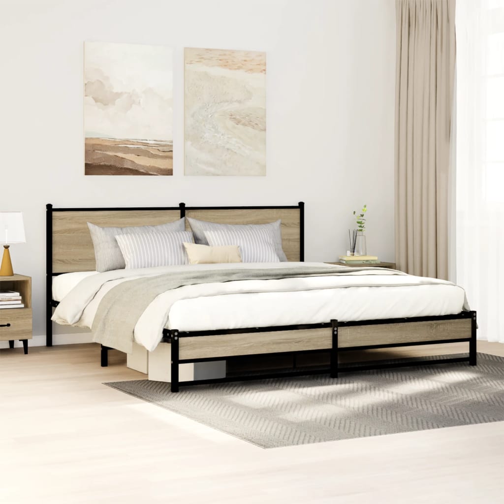 Giroletto senza Materaso in Metallo Rovere Sonoma 180x200 cm | homemem39