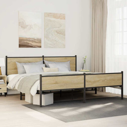 Giroletto senza Materaso in Metallo Rovere Sonoma 200x200 cm | homemem39