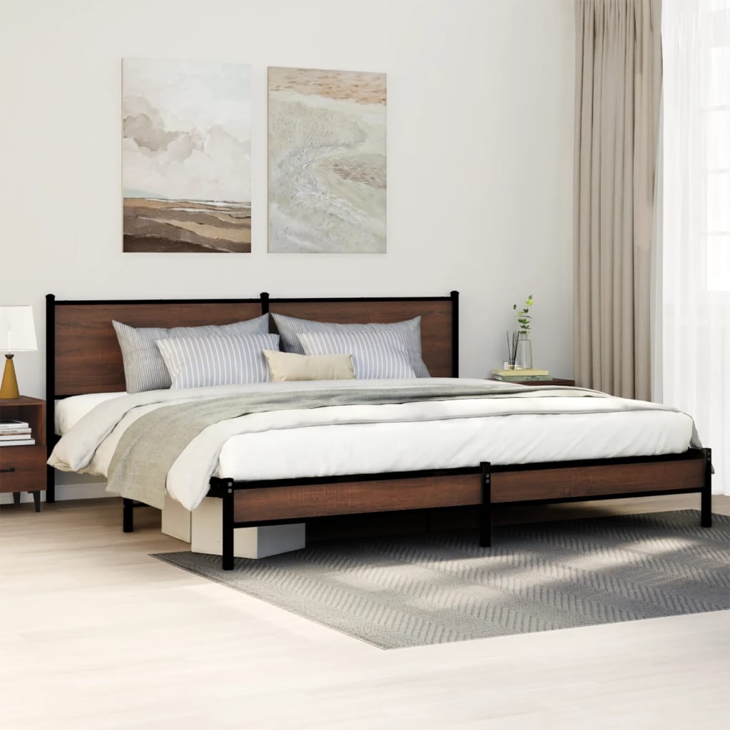 Giroletto senza Materaso in Metallo Rovere Marrone 193x203 cm