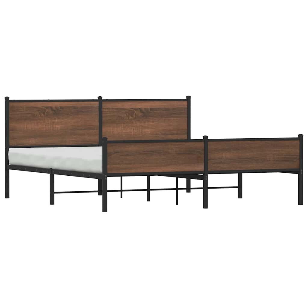 Giroletto senza Materaso in Metallo Rovere Marrone 160x200 cm