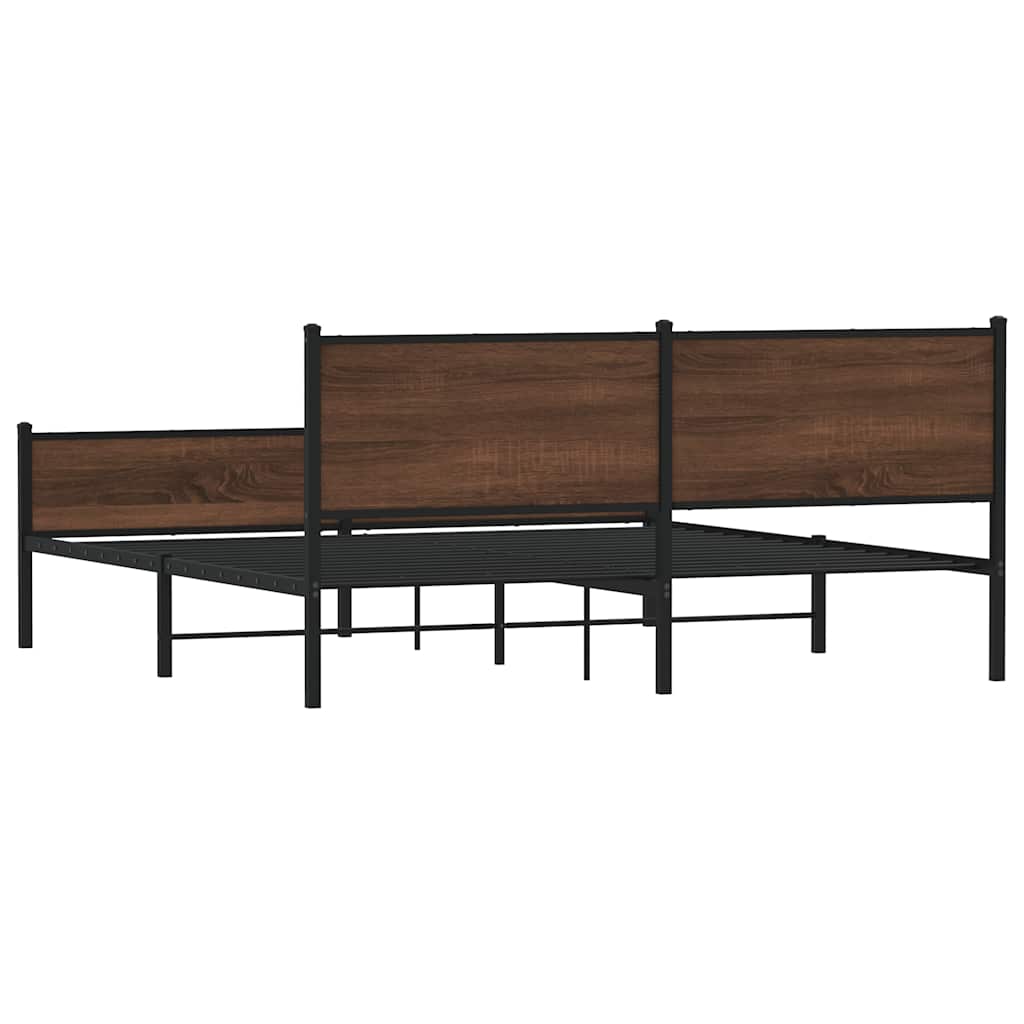 Giroletto senza Materaso in Metallo Rovere Marrone 160x200 cm