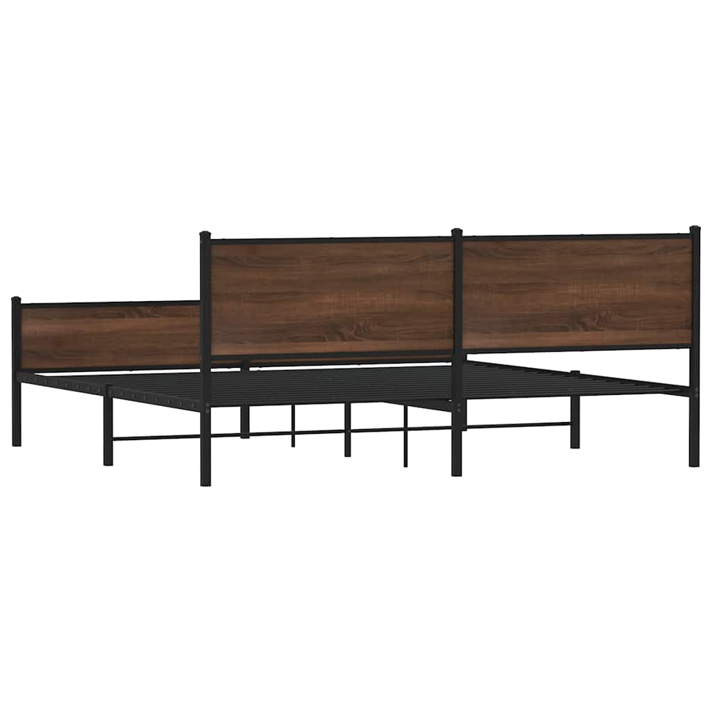Giroletto senza Materaso in Metallo Rovere Marrone 193x203 cm