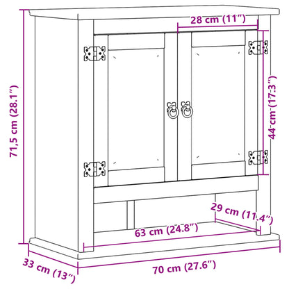 Mobile Bagno a Parete Corona 70x33x71,5cm Legno Massello Pino | homemem39