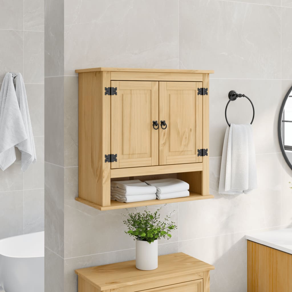 Mobile Bagno a Parete Corona 70x33x71,5cm Legno Massello Pino | homemem39