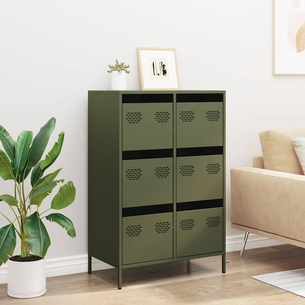 Credenza Verde Oliva 68x39x101,5 cm in Acciaio - homemem39