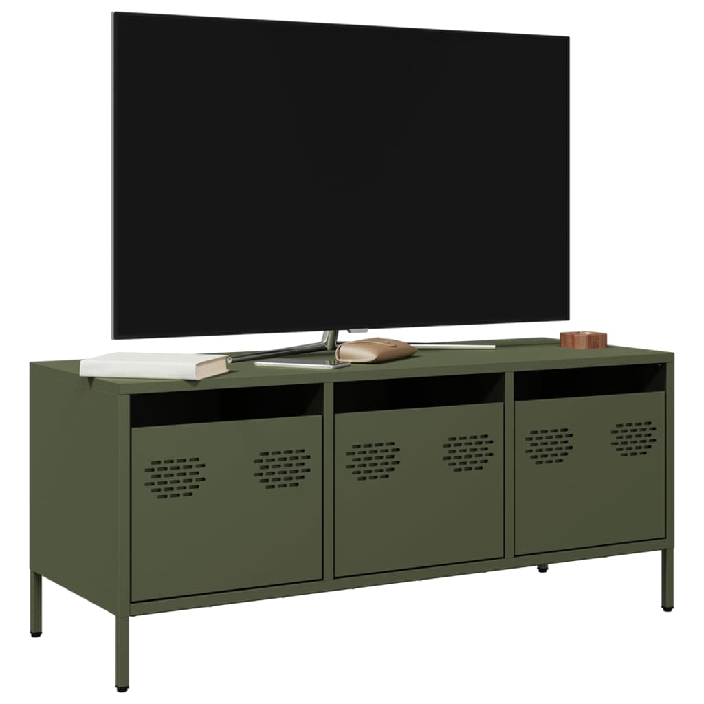 Mobile TV Verde Oliva 101,5x39x43,5cm Acciaio Laminato a Freddo - homemem39
