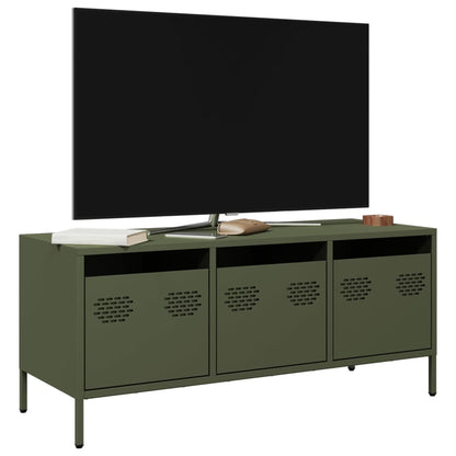Mobile TV Verde Oliva 101,5x39x43,5cm Acciaio Laminato a Freddo - homemem39