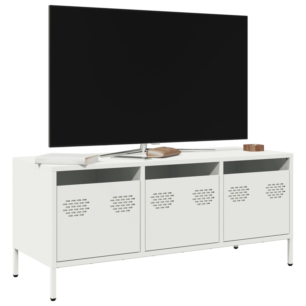 Mobile TV Bianco 101,5x39x43,5 cm in Acciaio Laminato a Freddo - homemem39