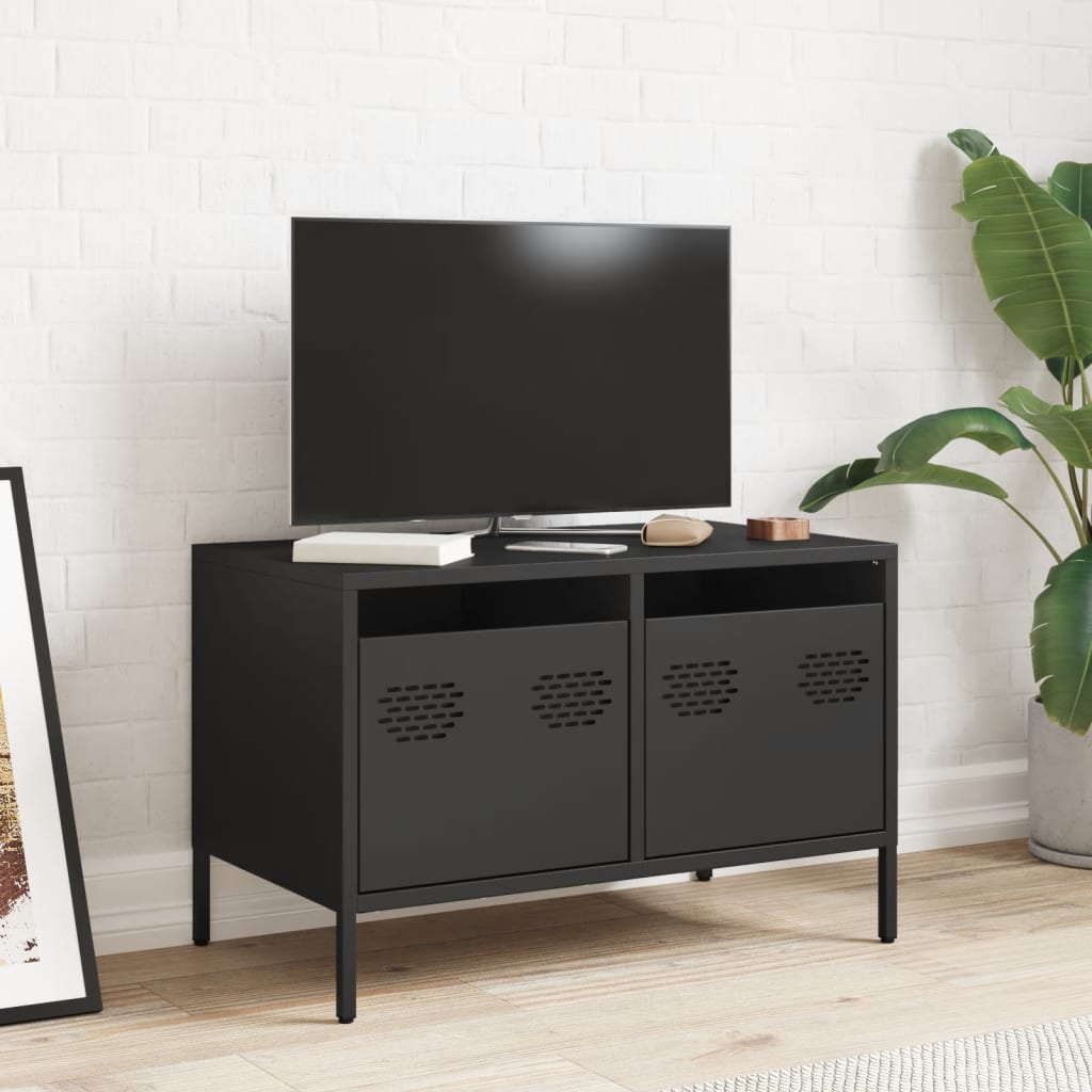 Mobile TV Nero 68x39x43,5cm in Acciaio Laminato a Freddo - homemem39