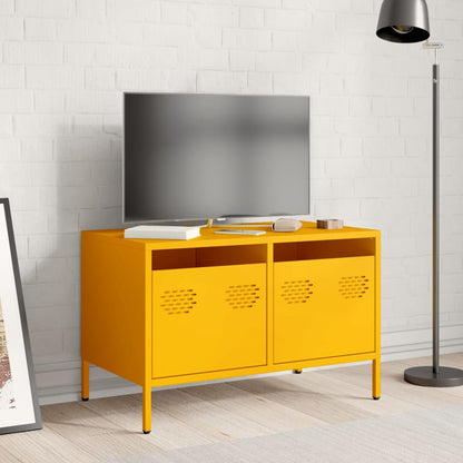 Mobile TV Giallo Senape 68x39x43,5cm Acciaio Laminato a Freddo - homemem39