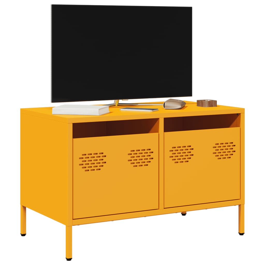 Mobile TV Giallo Senape 68x39x43,5cm Acciaio Laminato a Freddo - homemem39