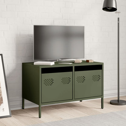 Mobile TV Verde Oliva 68x39x43,5cm in Acciaio Laminato a Freddo - homemem39
