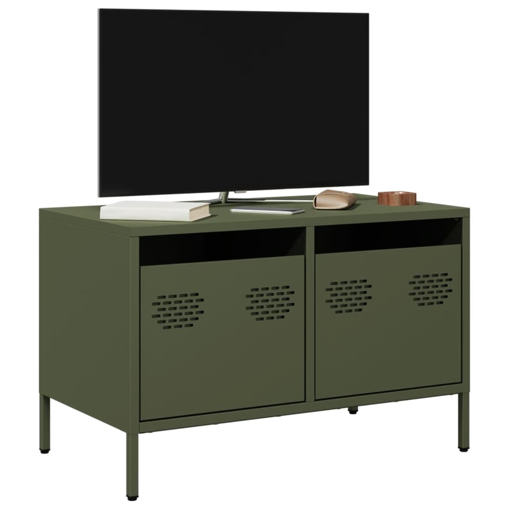 Mobile TV Verde Oliva 68x39x43,5cm in Acciaio Laminato a Freddo - homemem39