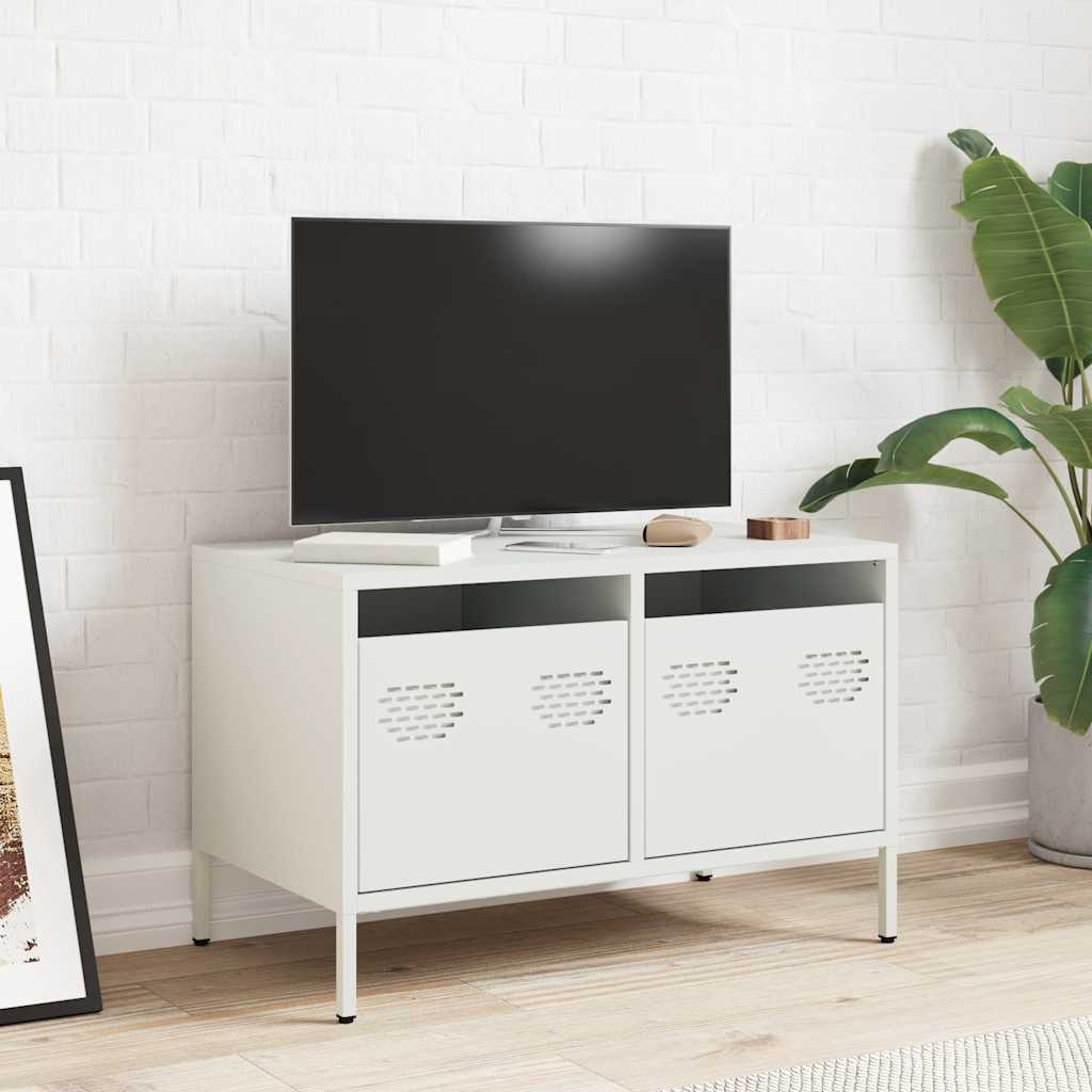 Mobile TV Bianco 68x39x43,5 cm in Acciaio Laminato a Freddo - homemem39