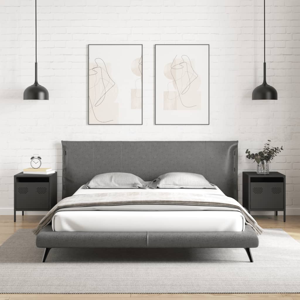 Comodini 2 pz Neri 35x39x43,5 cm in Acciaio - homemem39