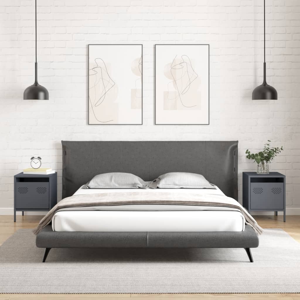 Comodini 2 pz Antracite 35x39x43,5 cm in Acciaio - homemem39