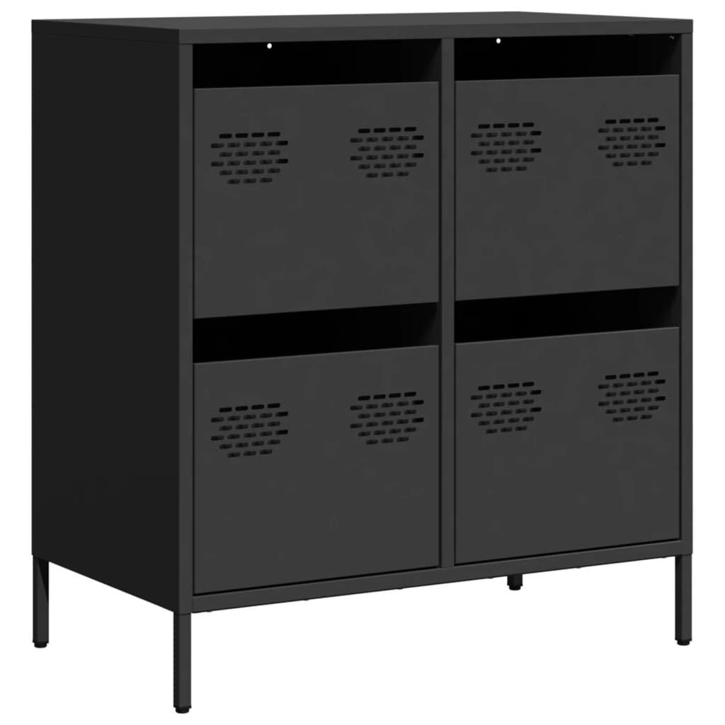 Credenza Nera 68x39x73,5 cm in Acciaio Laminato a Freddo - homemem39