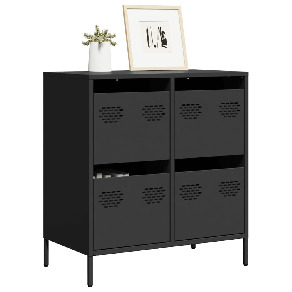 Credenza Nera 68x39x73,5 cm in Acciaio Laminato a Freddo - homemem39
