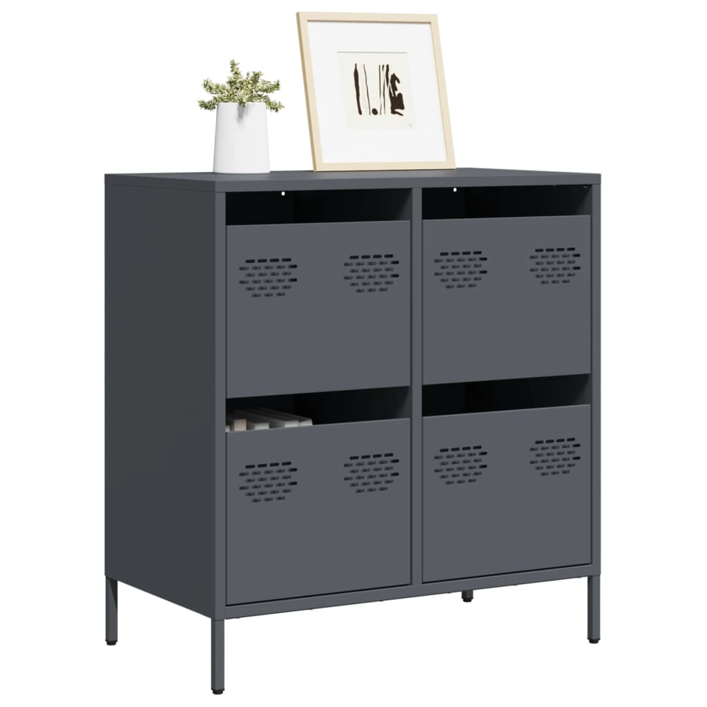 Credenza Antracite 68x39x73,5 cm in Acciaio Laminato a Freddo - homemem39