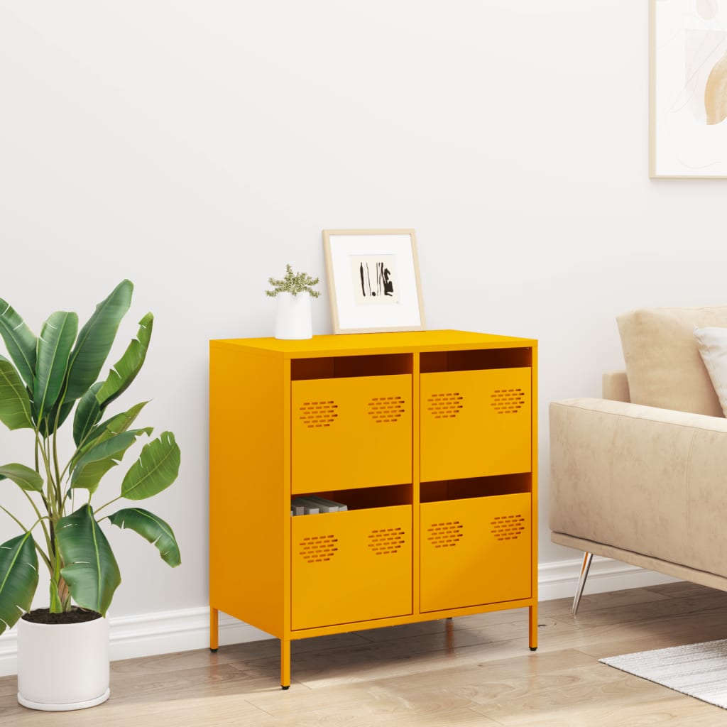 Credenza Giallo Senape 68x39x73,5 cm Acciaio Laminato a Freddo - homemem39