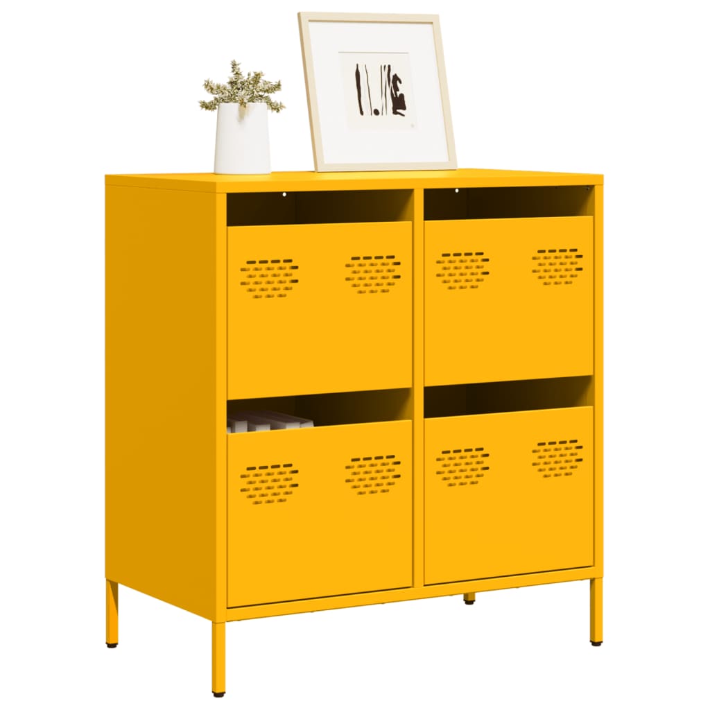 Credenza Giallo Senape 68x39x73,5 cm Acciaio Laminato a Freddo - homemem39