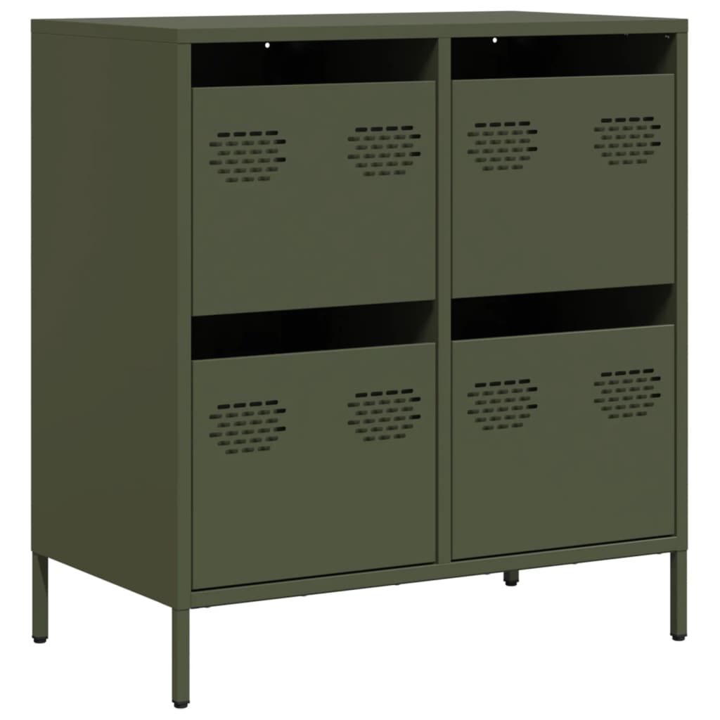 Credenza Verde Oliva 68x39x73,5 cm in Acciaio Laminato a Freddo - homemem39