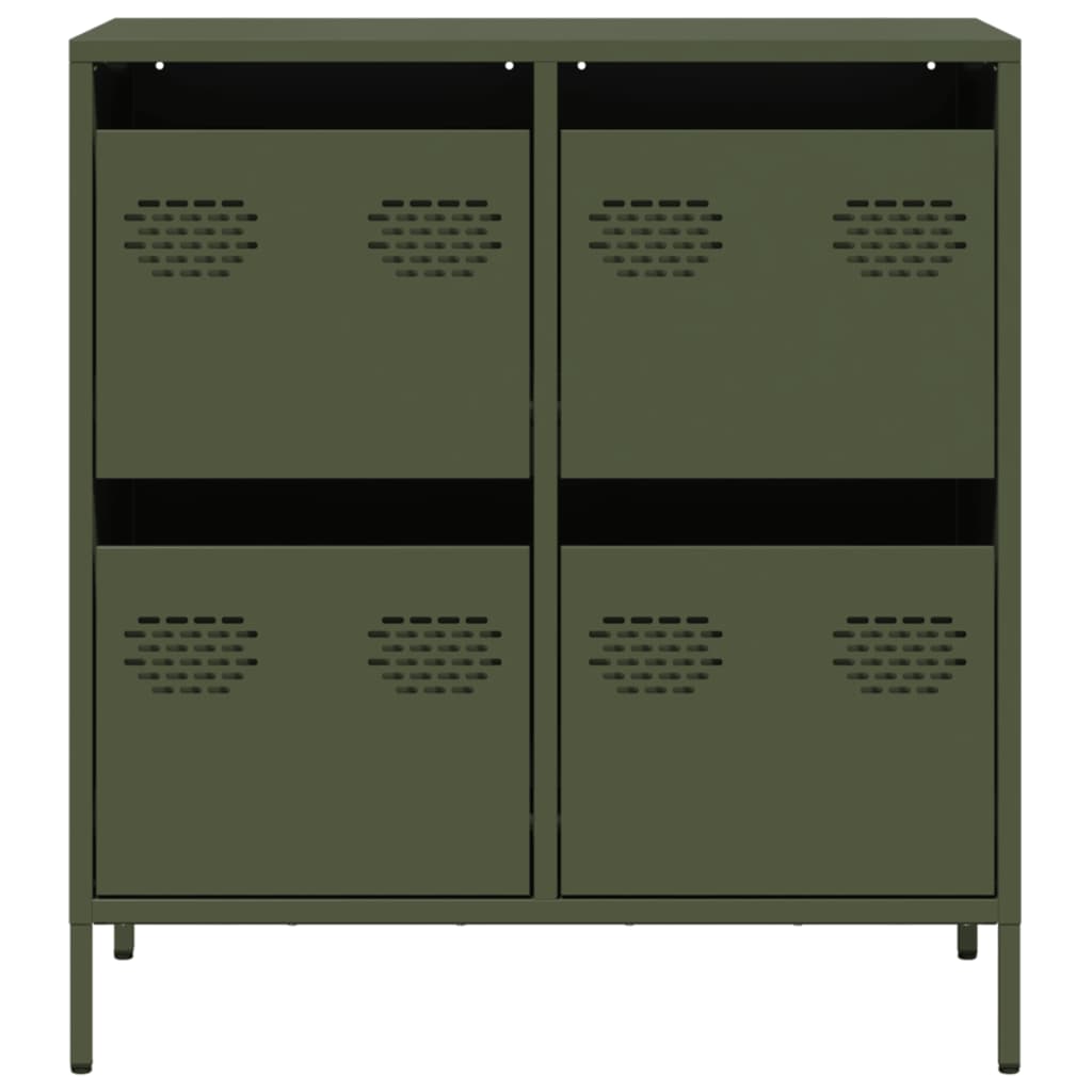Credenza Verde Oliva 68x39x73,5 cm in Acciaio Laminato a Freddo - homemem39