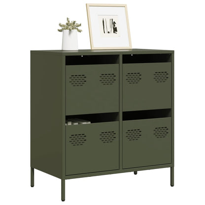 Credenza Verde Oliva 68x39x73,5 cm in Acciaio Laminato a Freddo - homemem39