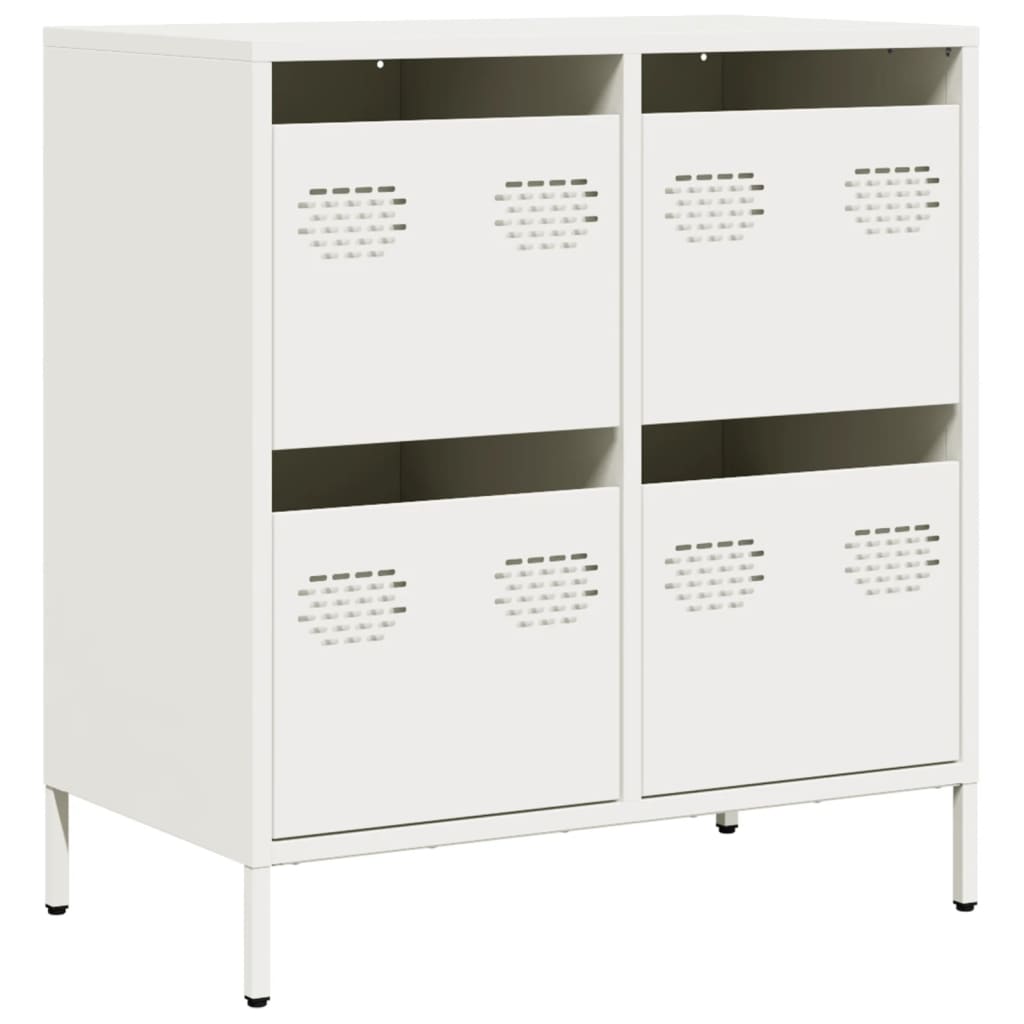 Credenza Bianca 68x39x73,5 cm in Acciaio Laminato a Freddo - homemem39