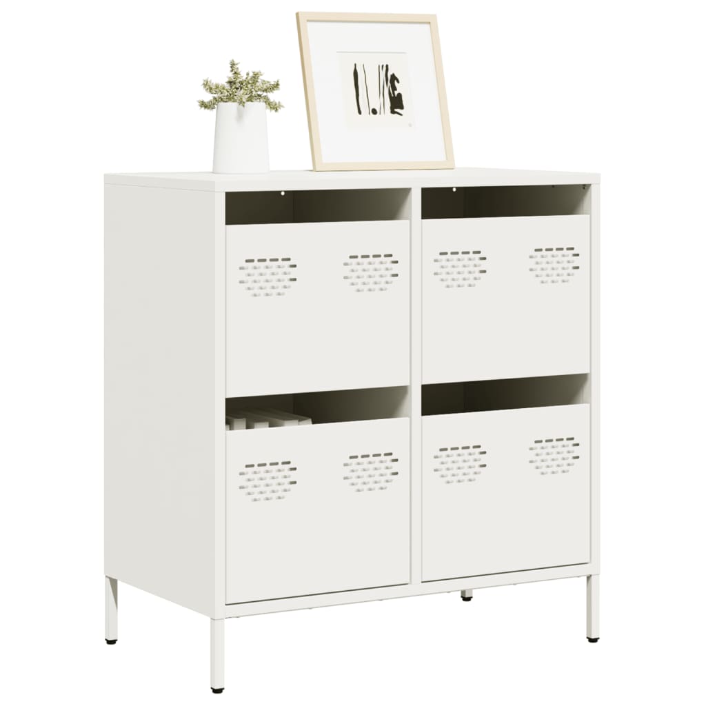 Credenza Bianca 68x39x73,5 cm in Acciaio Laminato a Freddo - homemem39