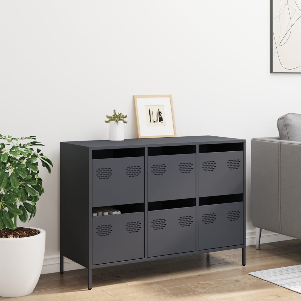 Credenza Antracite 101,5x39x73,5cm in Acciaio Laminato a Freddo - homemem39