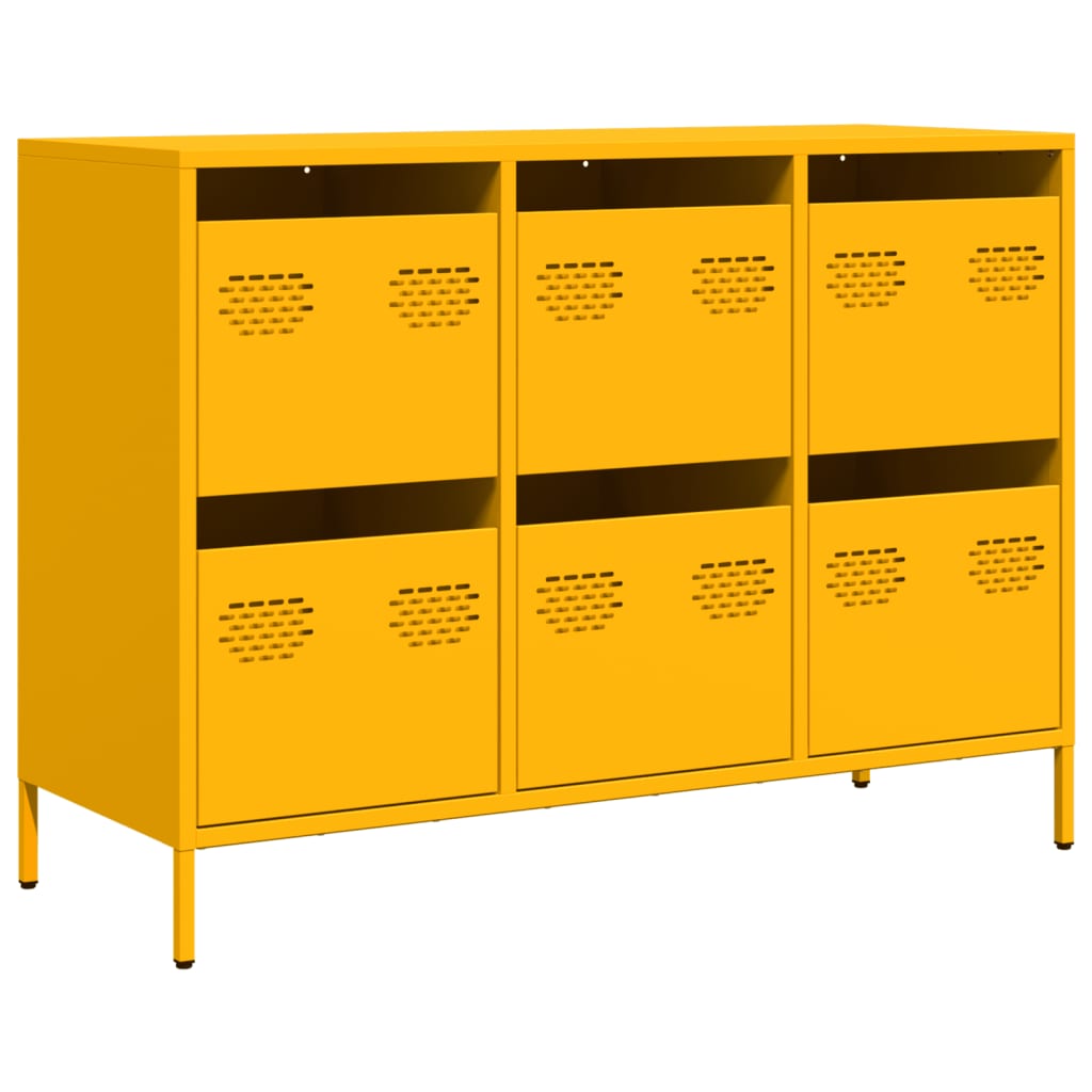 Credenza Giallo Senape 101,5x39x73,5 cm Acciaio Laminato Freddo - homemem39