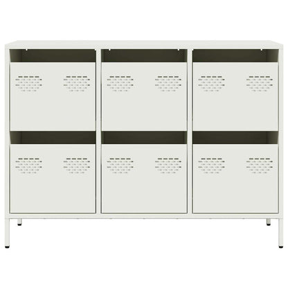 Credenza Bianca 101,5x39x73,5 cm in Acciaio Laminato a Freddo - homemem39