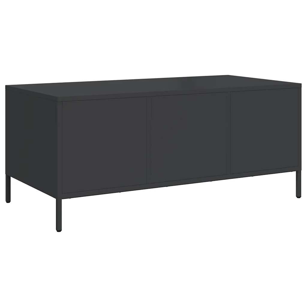 Tavolino Nero 101,5x50x43,5 cm in Acciaio Laminato a Freddo