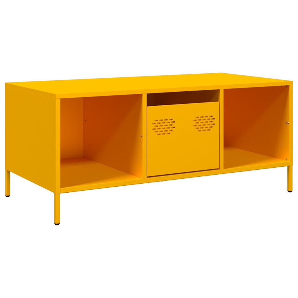 Tavolino Giallo 101,5x50x43,5 cm Acciaio Laminato a Freddo