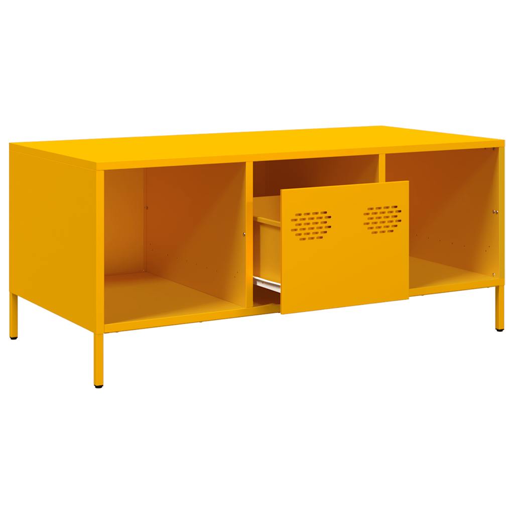 Tavolino Giallo 101,5x50x43,5 cm Acciaio Laminato a Freddo