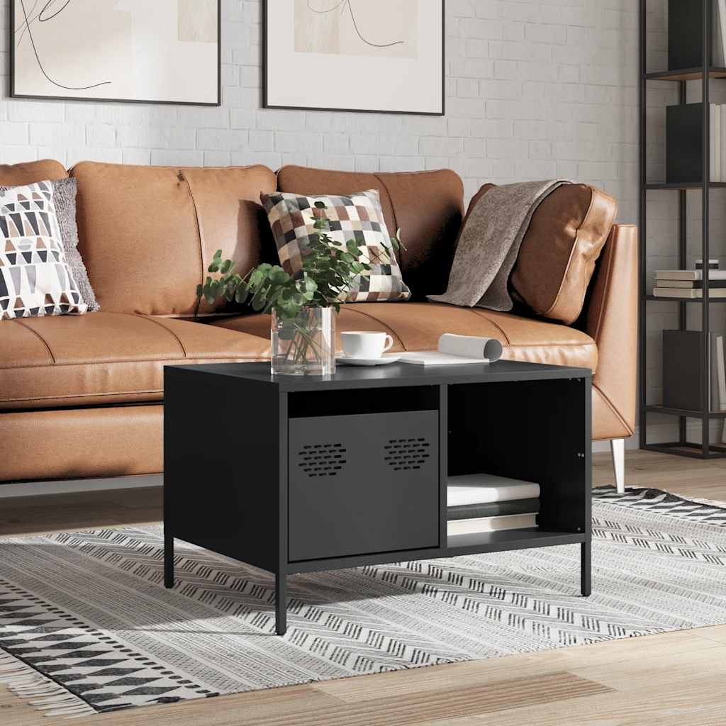 Tavolino Nero 68,5x50x43,5 cm in Acciaio Laminato a Freddo | homemem39