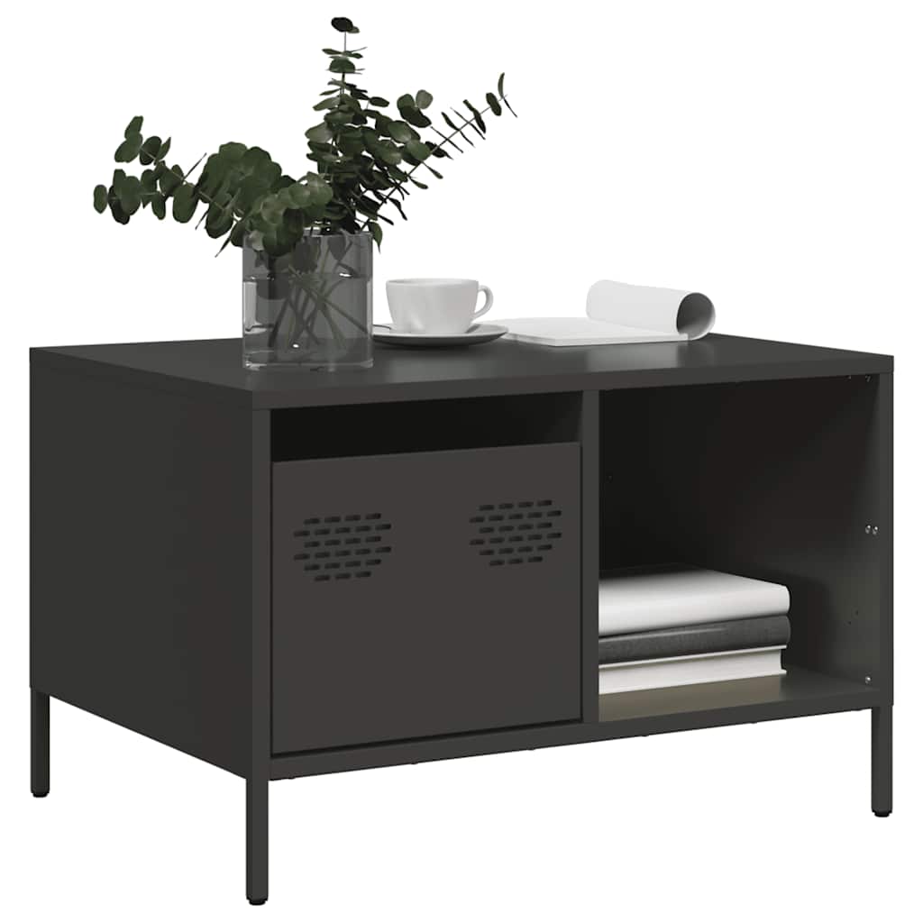 Tavolino Nero 68,5x50x43,5 cm in Acciaio Laminato a Freddo | homemem39
