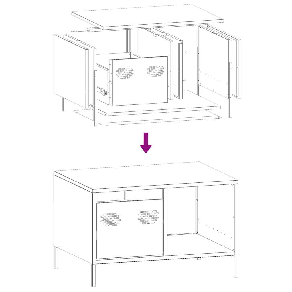 Tavolino Antracite 68,5x50x43,5 cm in Acciaio Laminato a Freddo